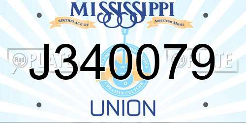 J340079 Mississippi License Plate