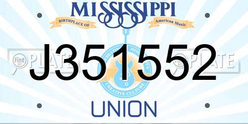 J351552 Mississippi License Plate