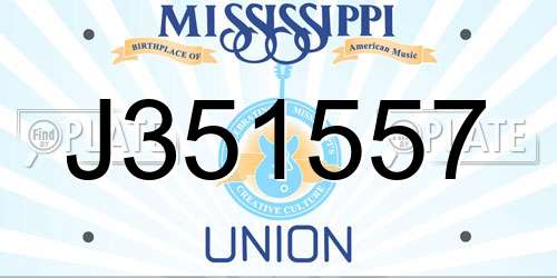 J351557 Mississippi License Plate