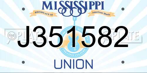 J351582 Mississippi License Plate