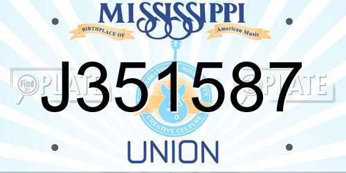J351587 Mississippi License Plate