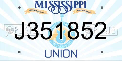 J351852 Mississippi License Plate