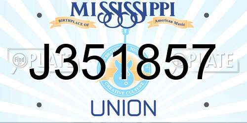 J351857 Mississippi License Plate