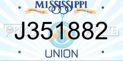 J351882 Mississippi License Plate