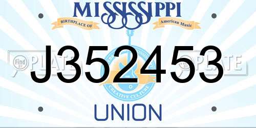 J352453 Mississippi License Plate