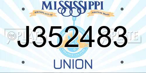 J352483 Mississippi License Plate
