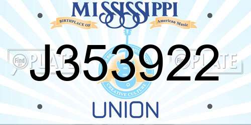 J353922 Mississippi License Plate