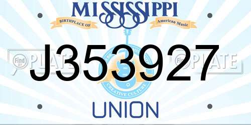 J353927 Mississippi License Plate