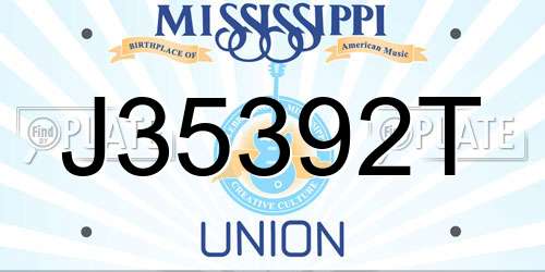 J35392T Mississippi License Plate