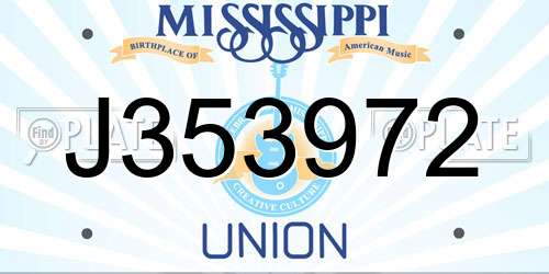 J353972 Mississippi License Plate