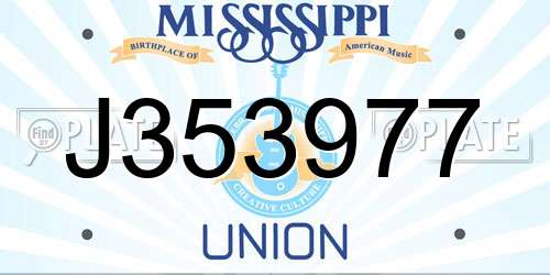 J353977 Mississippi License Plate