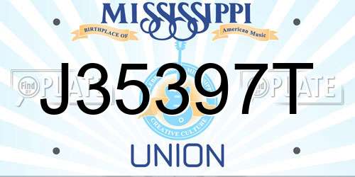 J35397T Mississippi License Plate