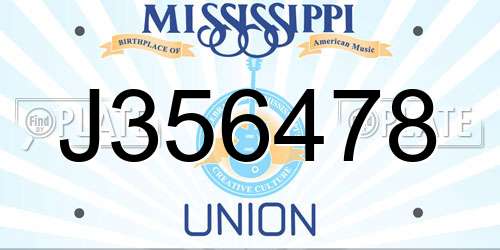 J356478 Mississippi License Plate