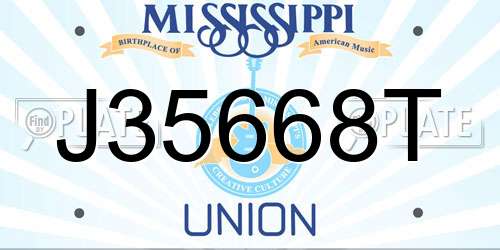 J35668T Mississippi License Plate