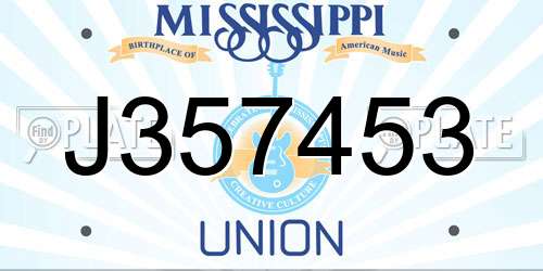 J357453 Mississippi License Plate