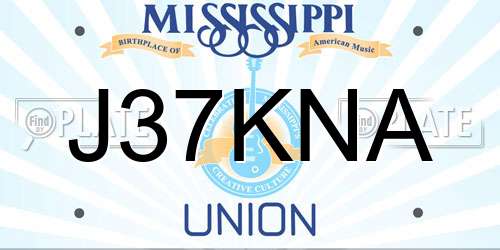 J37KNA Mississippi License Plate