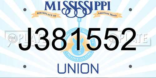 J381552 Mississippi License Plate