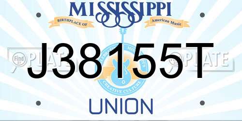 J38155T Mississippi License Plate