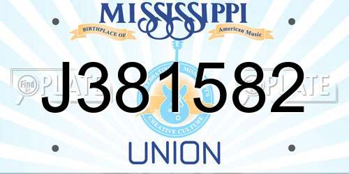J381582 Mississippi License Plate