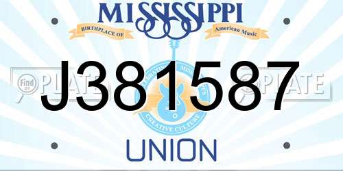 J381587 Mississippi License Plate