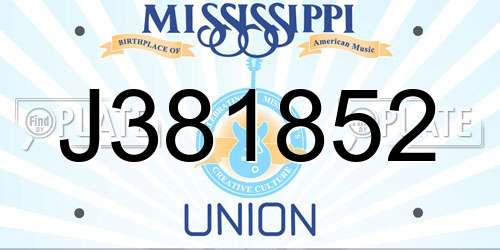J381852 Mississippi License Plate