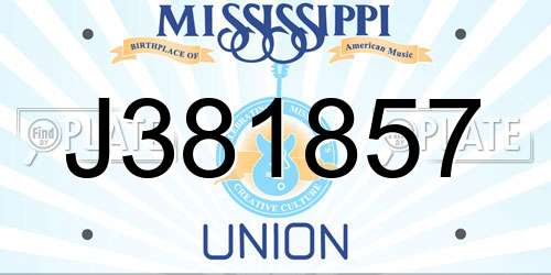 J381857 Mississippi License Plate
