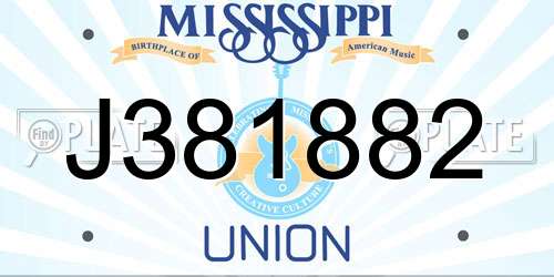 J381882 Mississippi License Plate