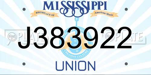 J383922 Mississippi License Plate