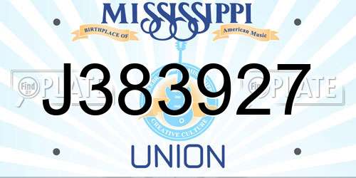 J383927 Mississippi License Plate