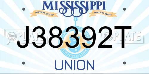J38392T Mississippi License Plate