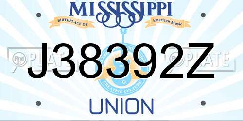 J38392Z Mississippi License Plate