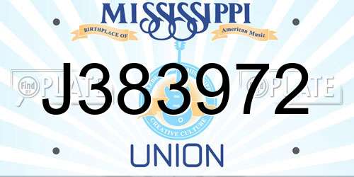 J383972 Mississippi License Plate
