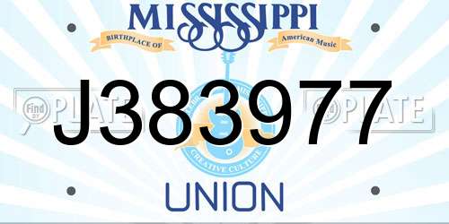 J383977 Mississippi License Plate