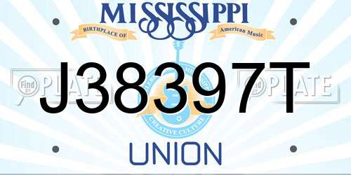 J38397T Mississippi License Plate