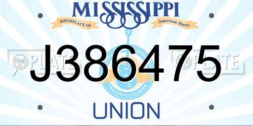 J386475 Mississippi License Plate