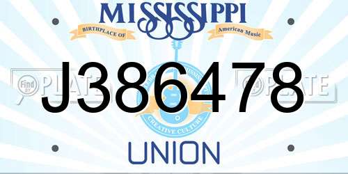 J386478 Mississippi License Plate