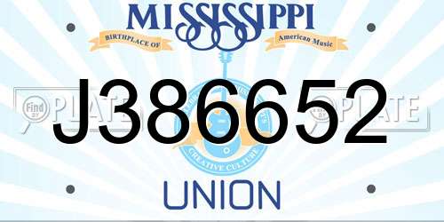 J386652 Mississippi License Plate