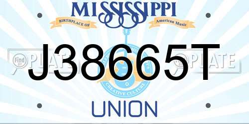 J38665T Mississippi License Plate