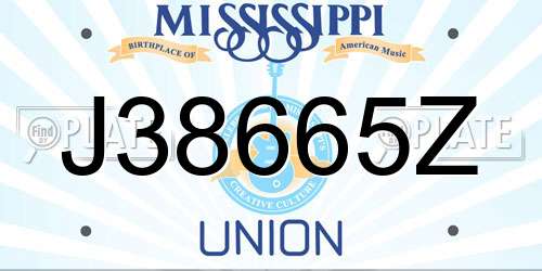 J38665Z Mississippi License Plate