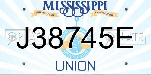 J38745E Mississippi License Plate
