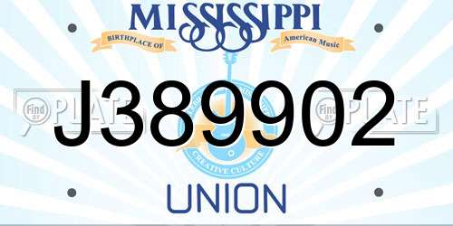 J389902 Mississippi License Plate