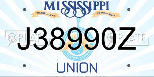 J38990Z Mississippi License Plate
