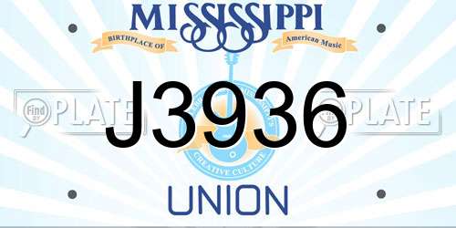 J3936 Mississippi License Plate