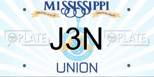 J3N Mississippi License Plate
