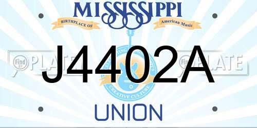 J4402A Mississippi License Plate