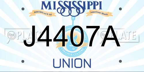 J4407A Mississippi License Plate