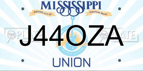 J44OZA Mississippi License Plate