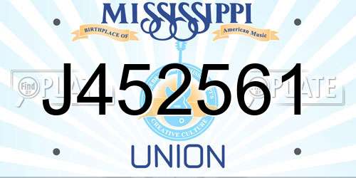 J452561 Mississippi License Plate