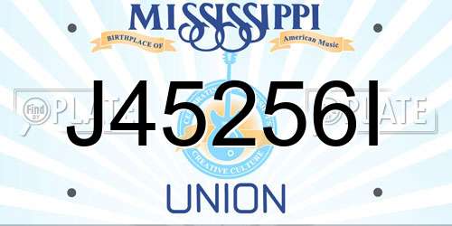 J45256I Mississippi License Plate