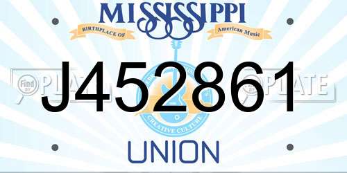 J452861 Mississippi License Plate